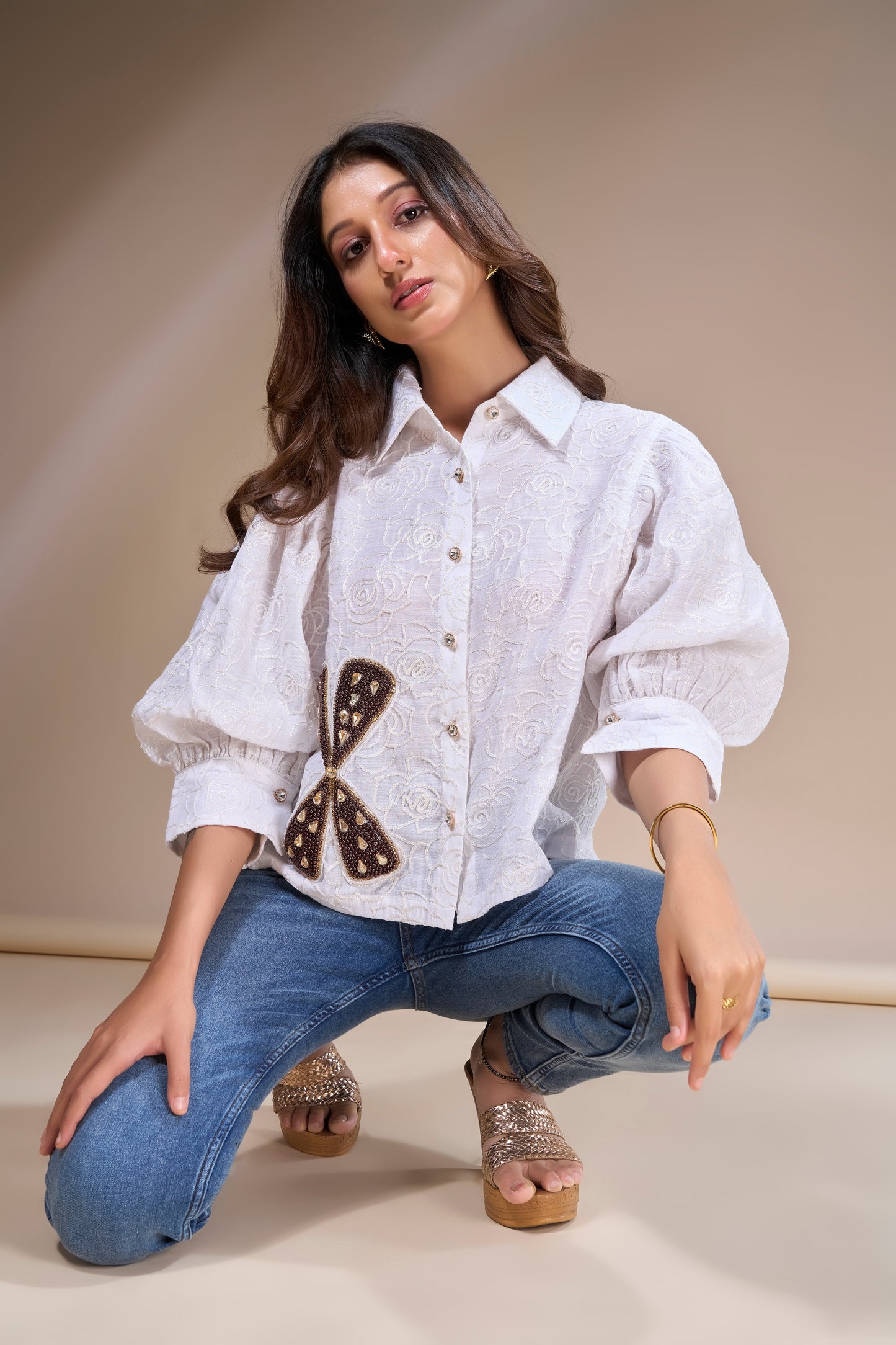 White Long Sleeve Contemporary Shirt