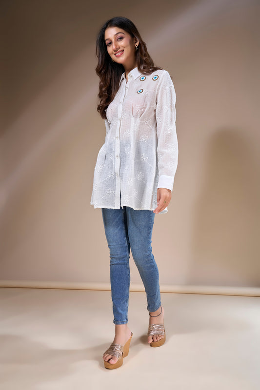 Textured Embroidered Shirt