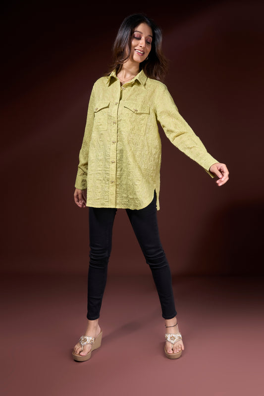 Embroidered Bow Detail Shirt