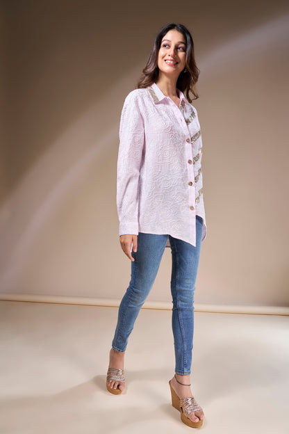 Pink Lace Statement Shirt