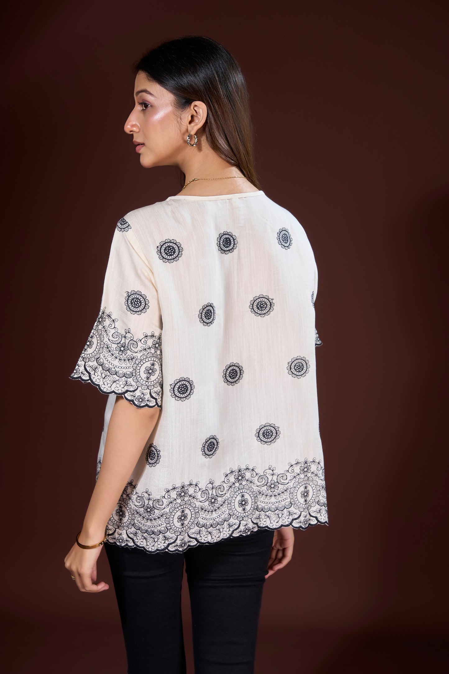 Ivory Bloom Embroidered Top
