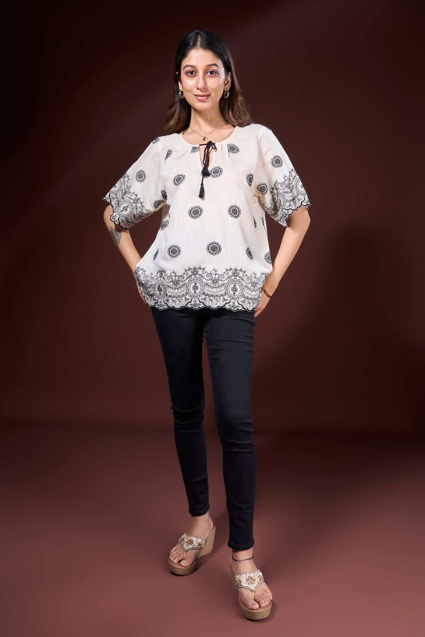 Ivory Bloom Embroidered Top