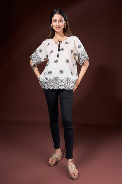 Ivory Bloom Embroidered Top