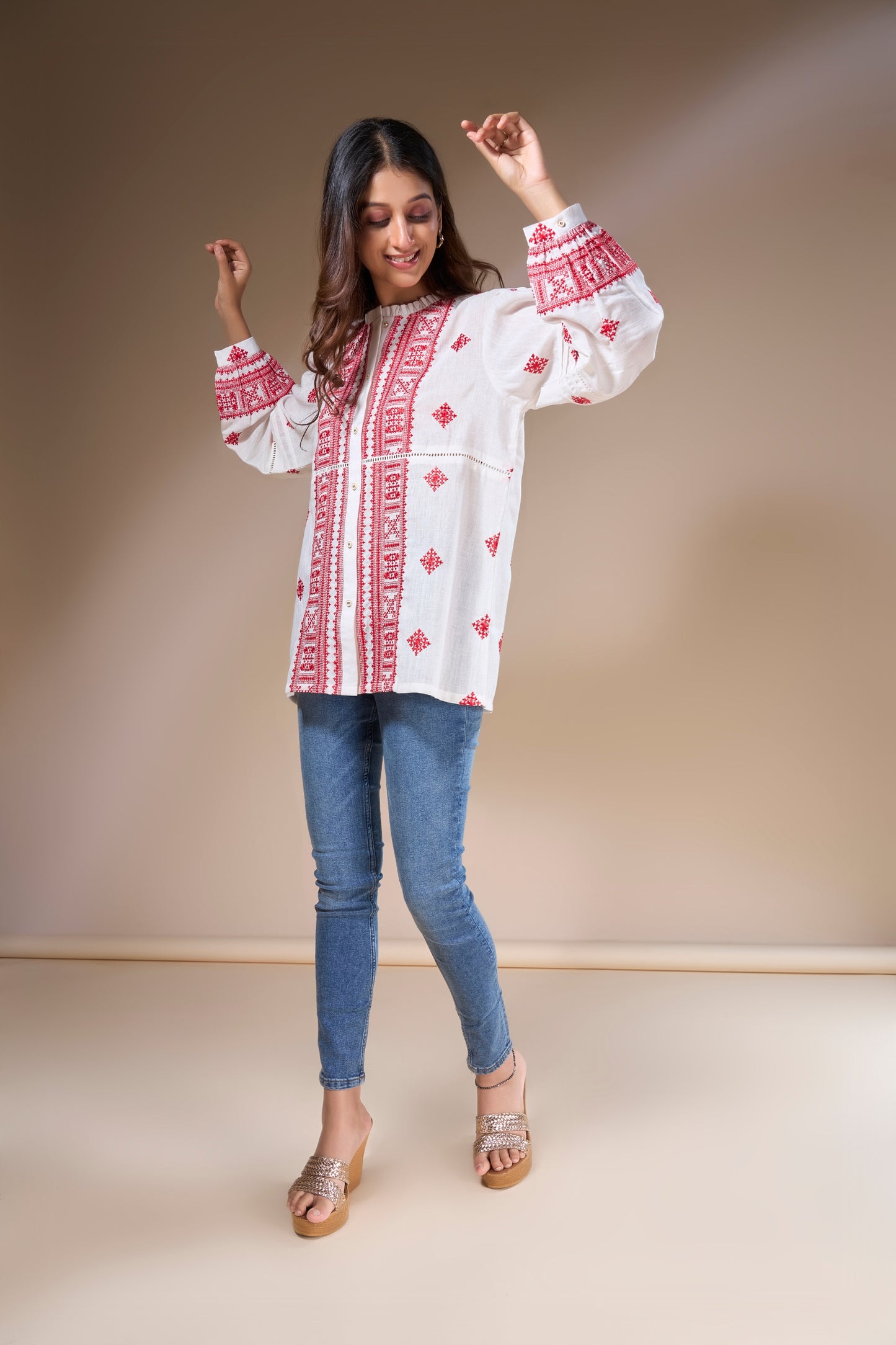 White Embroidered Long Sleeve