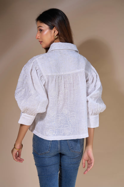 White Long Sleeve Contemporary Shirt