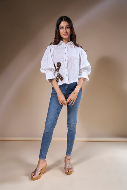 White Long Sleeve Contemporary Shirt