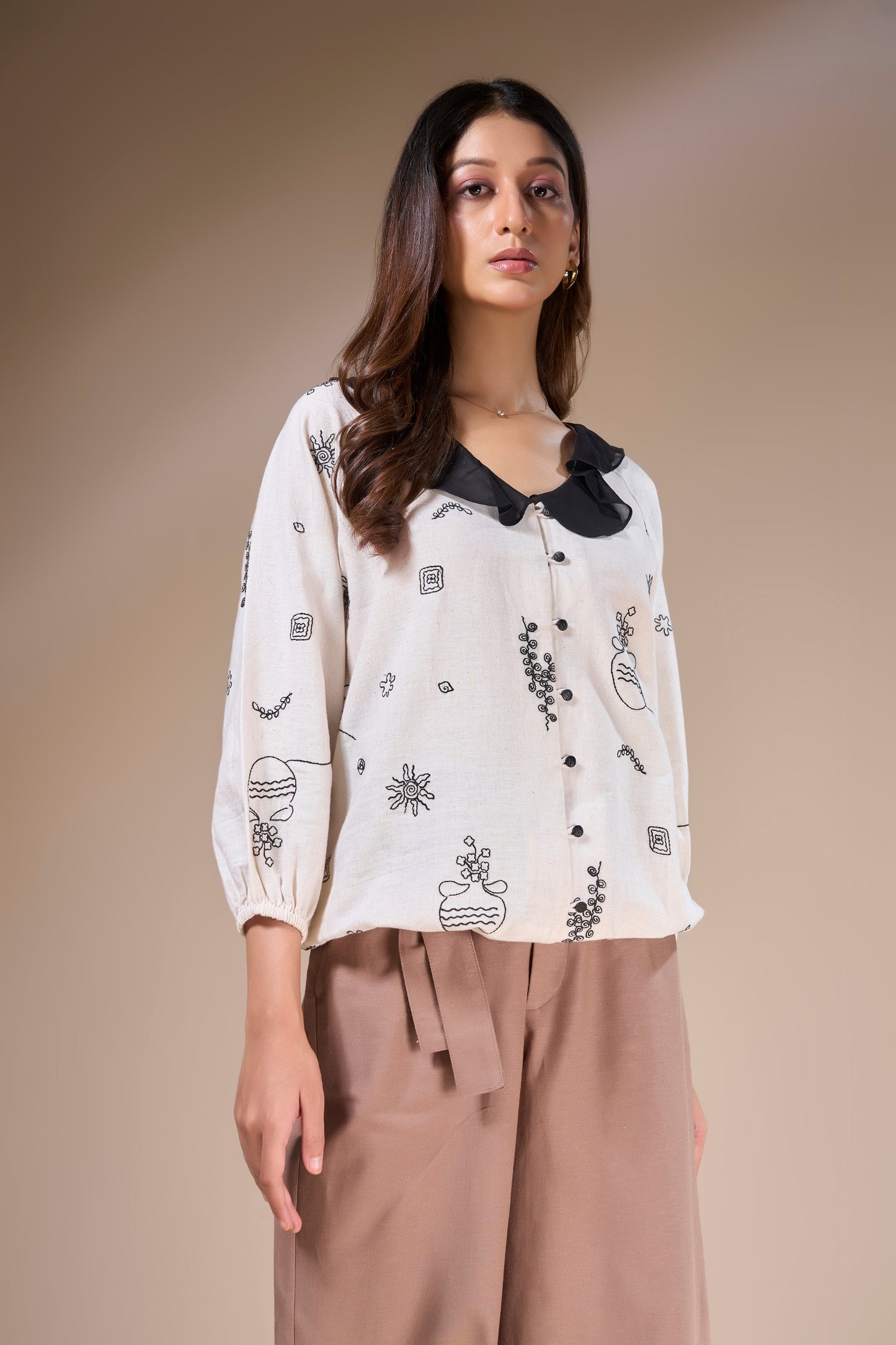 Floral Embroidered Cotton Top