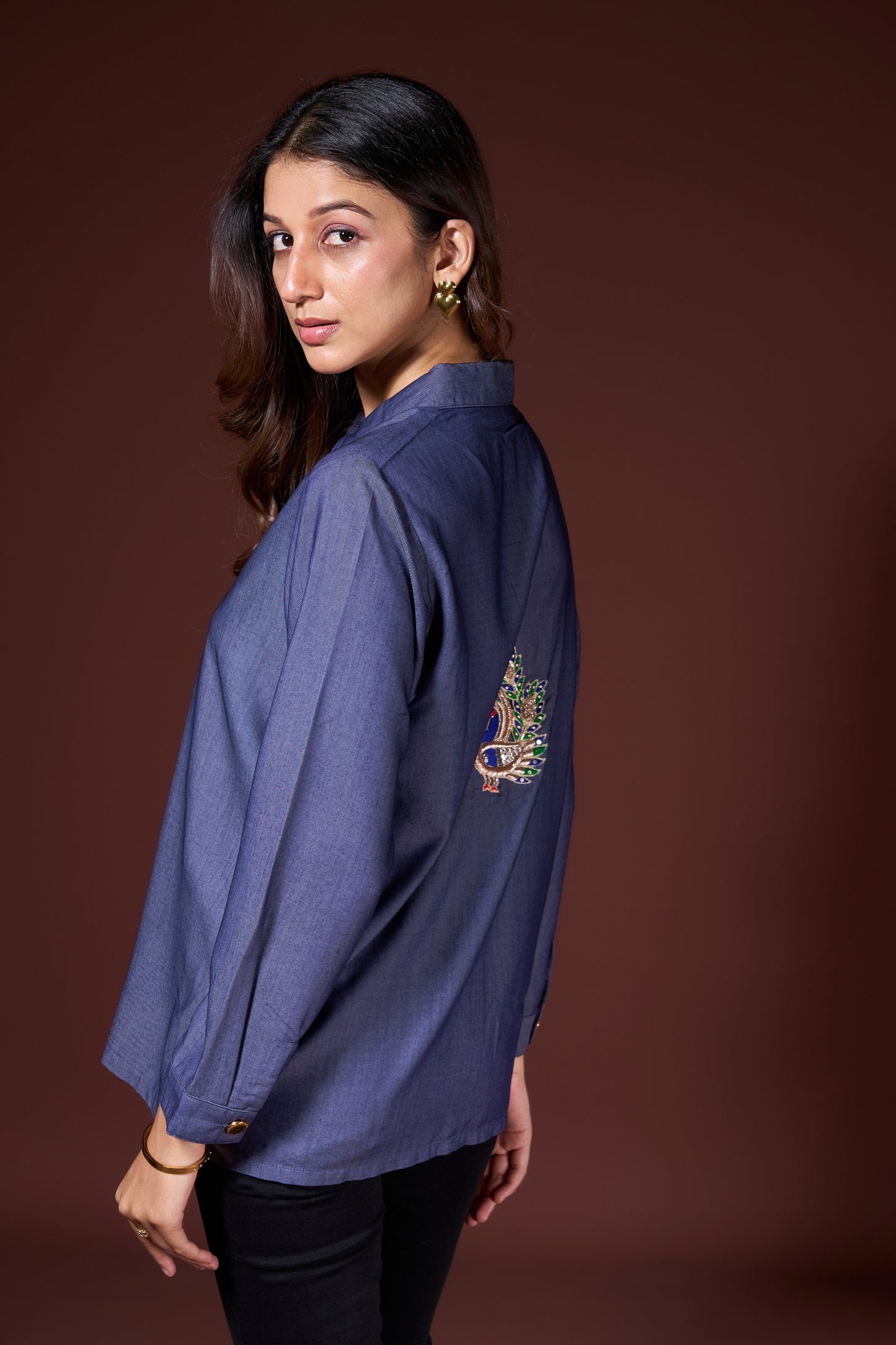 Rainbow Embroidered Denim Shirt