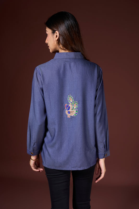 Rainbow Embroidered Denim Shirt