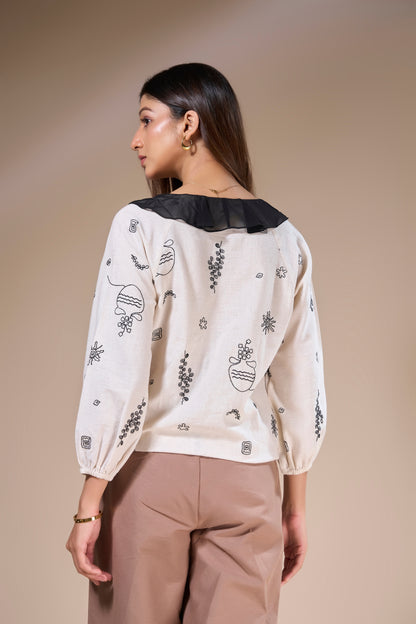 Floral Embroidered Cotton Top
