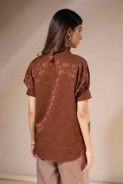 Beaded Leaf Jacquard Shirt