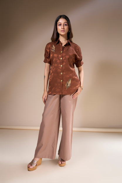 Beaded Leaf Jacquard Shirt