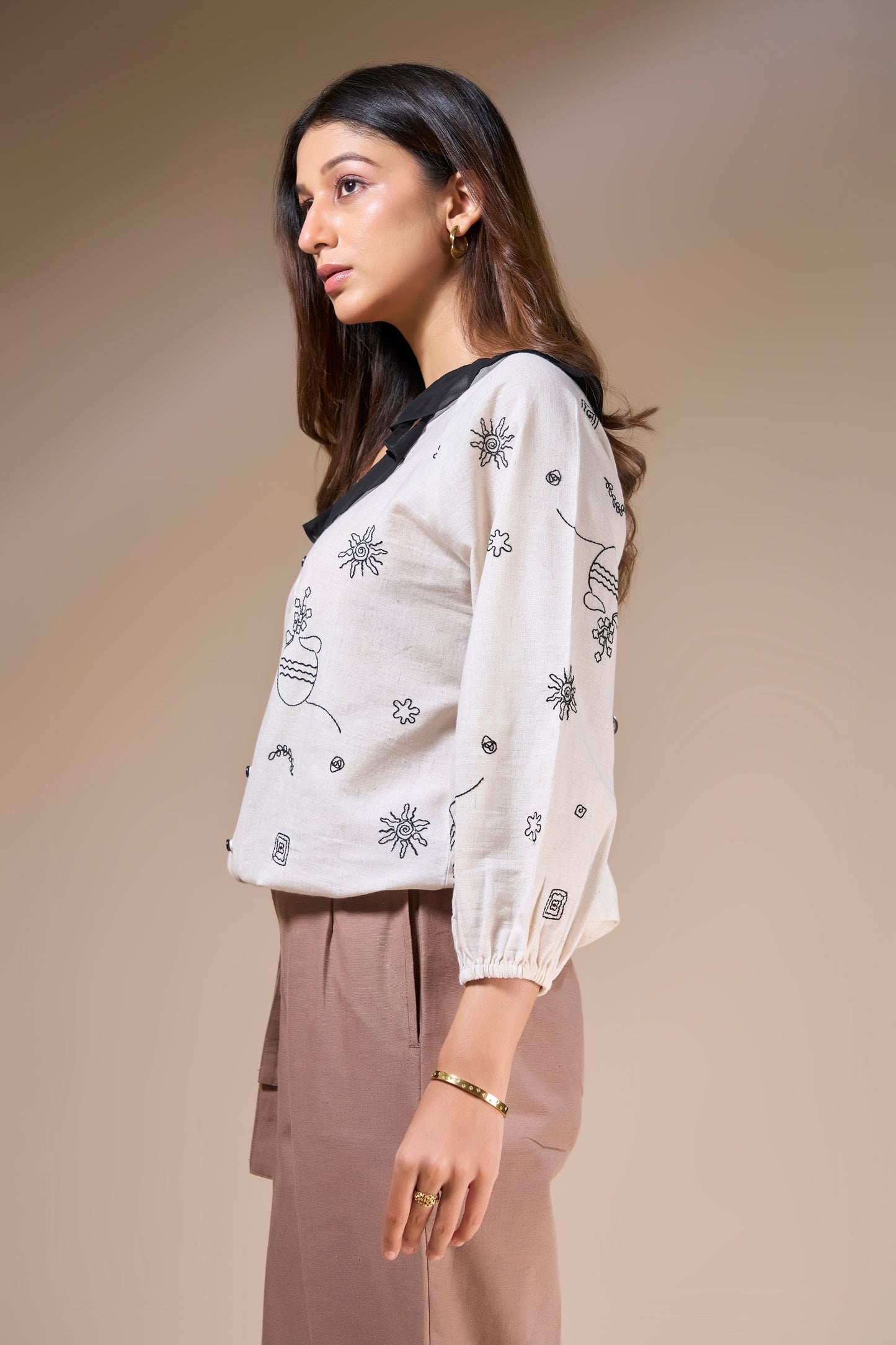 Floral Embroidered Cotton Top