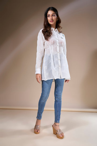 Textured Embroidered Shirt