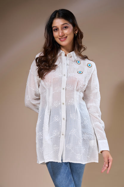 Textured Embroidered Shirt
