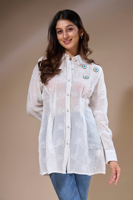 Textured Embroidered Shirt