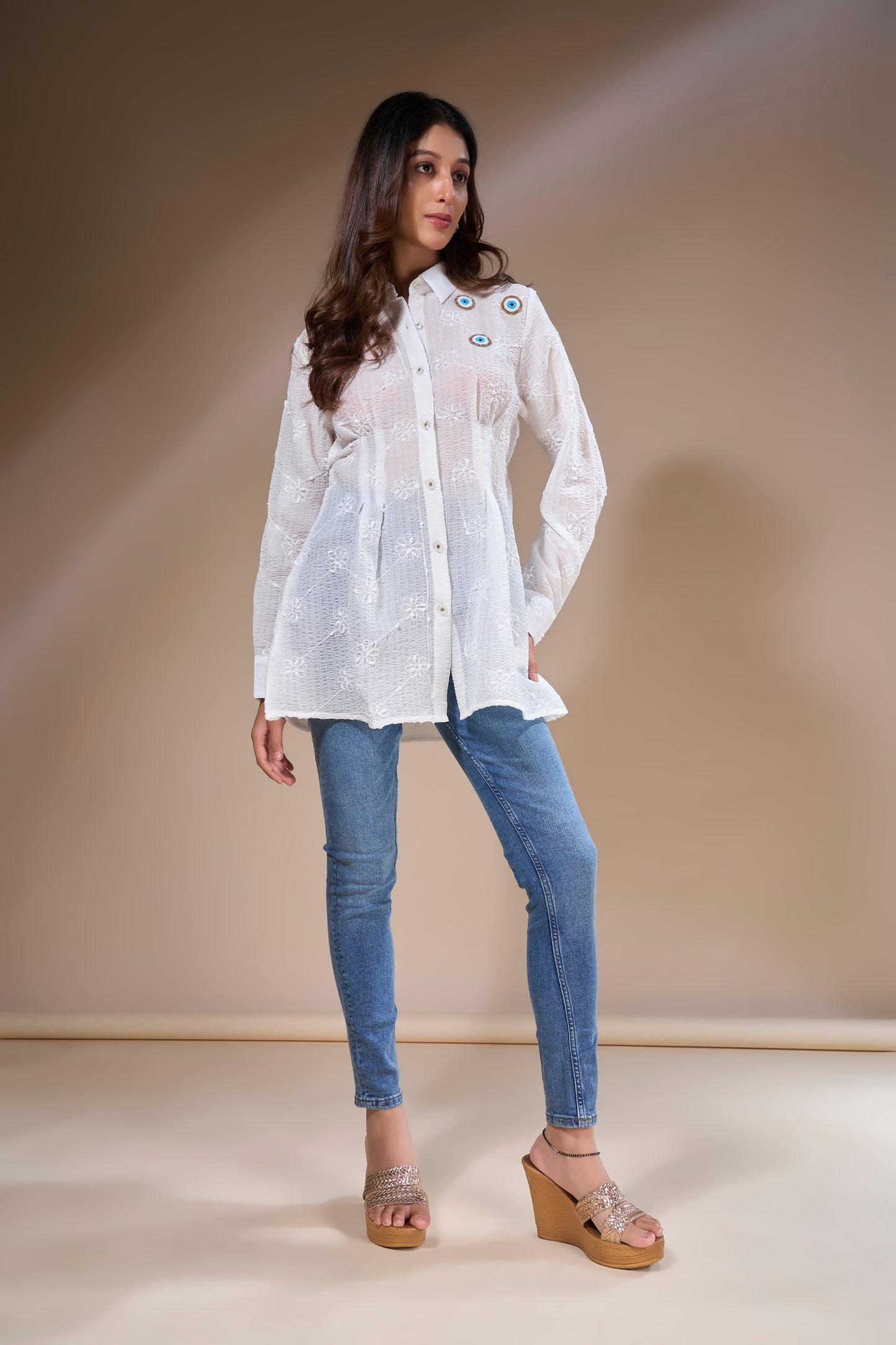 Textured Embroidered Shirt
