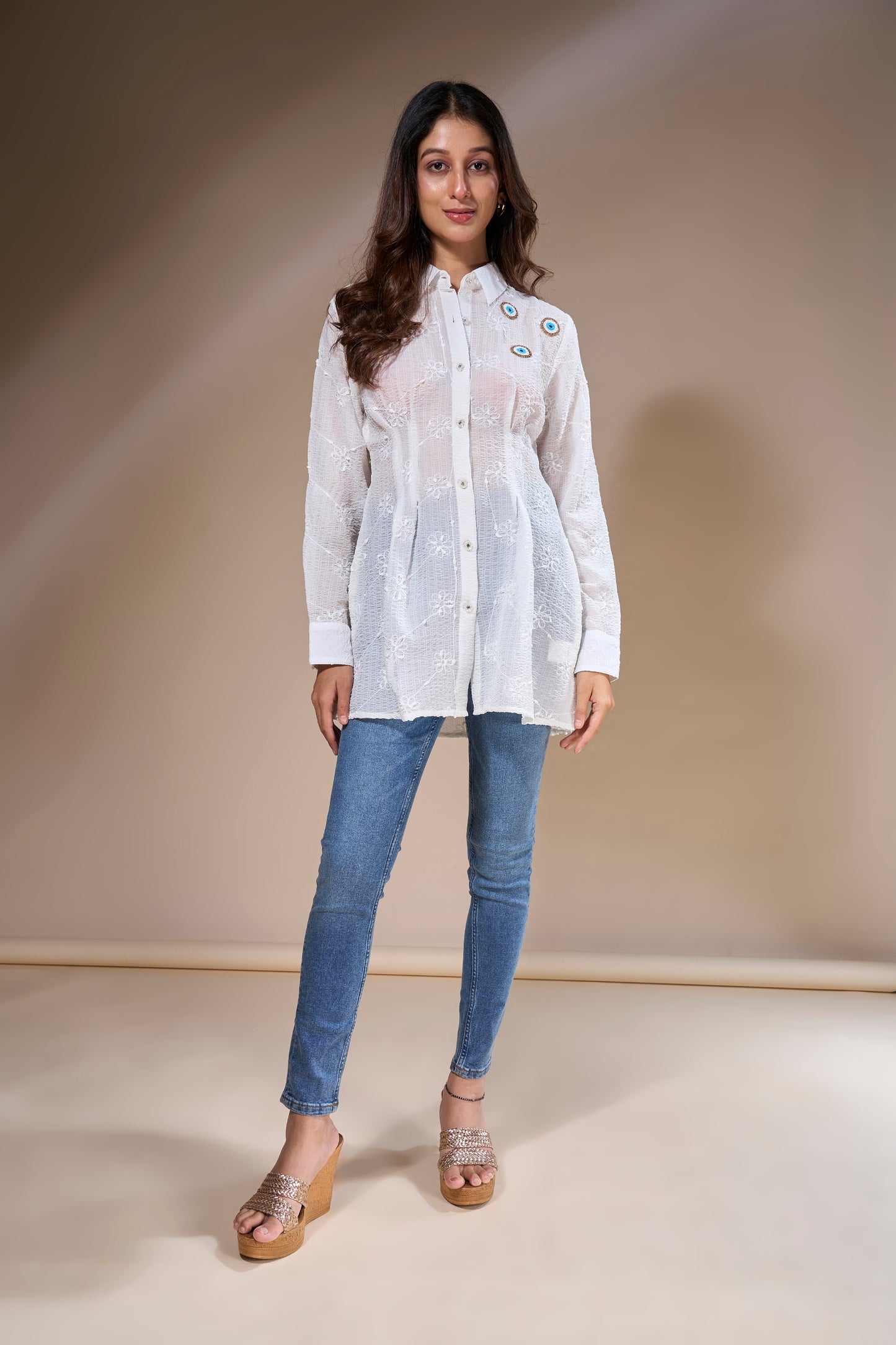 Textured Embroidered Shirt