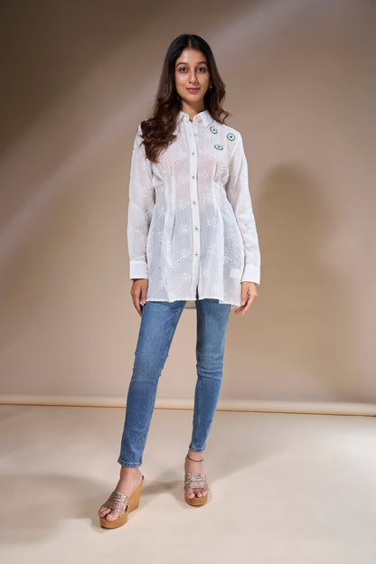 Textured Embroidered Shirt