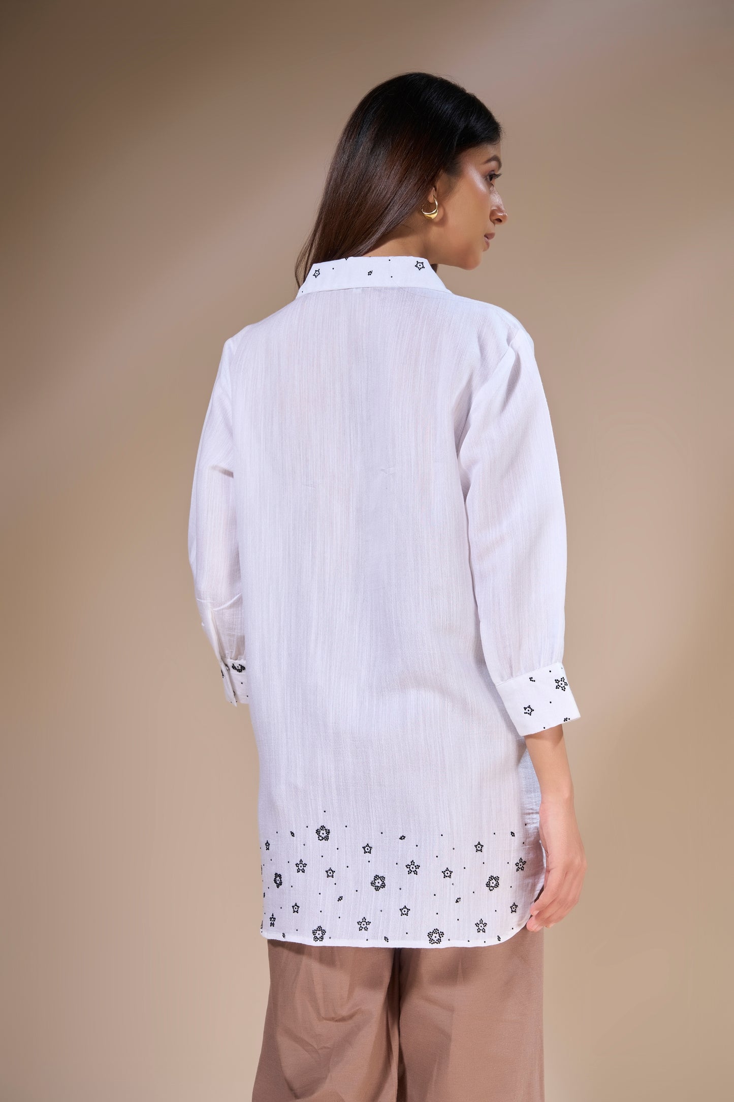 Off white Embroidered Owl Linen Shirt