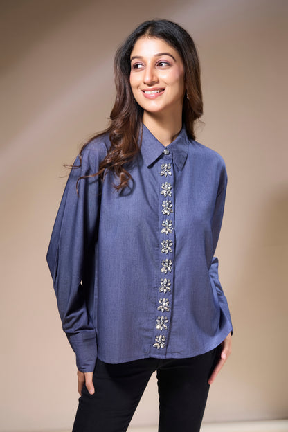 Handworked Placket Top