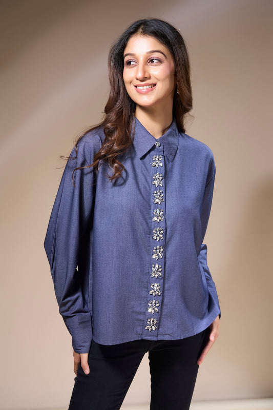 Handworked Placket Top