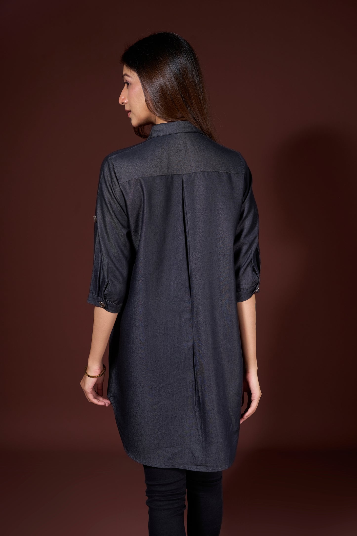 Embroidered Denim Tunic