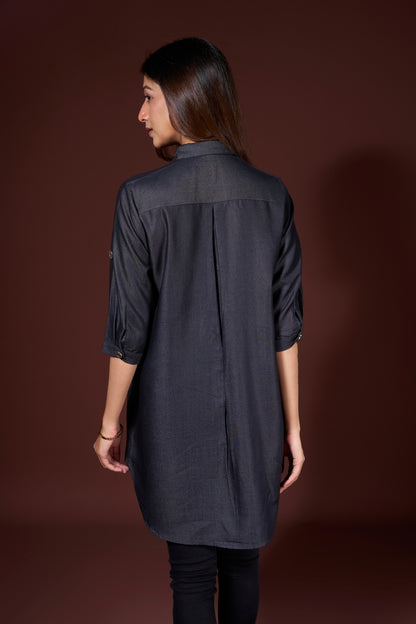 Embroidered Denim Tunic