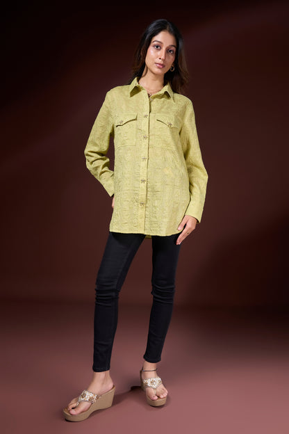 Embroidered Bow Detail Shirt