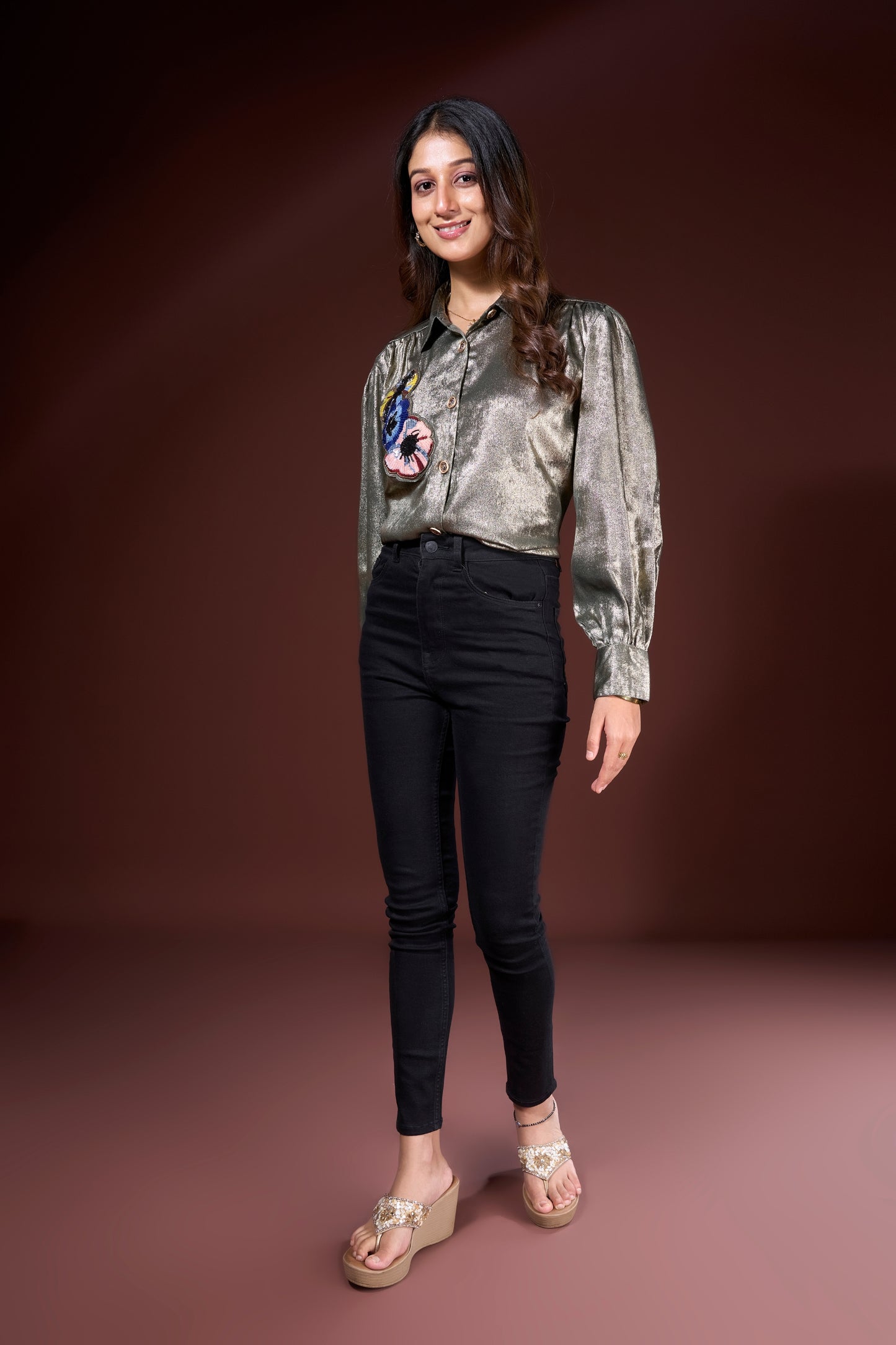 Floral Sequin Detail Shirt