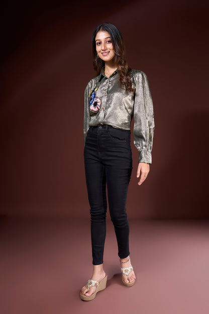 Floral Sequin Detail Shirt