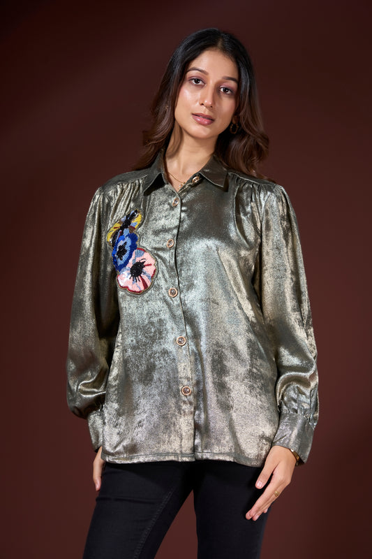 Floral Sequin Detail Shirt