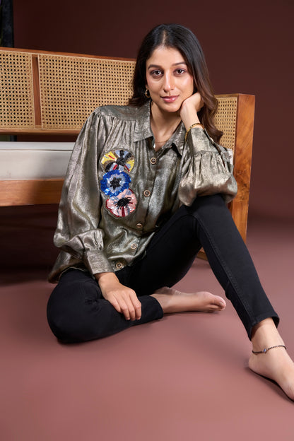 Floral Sequin Detail Shirt