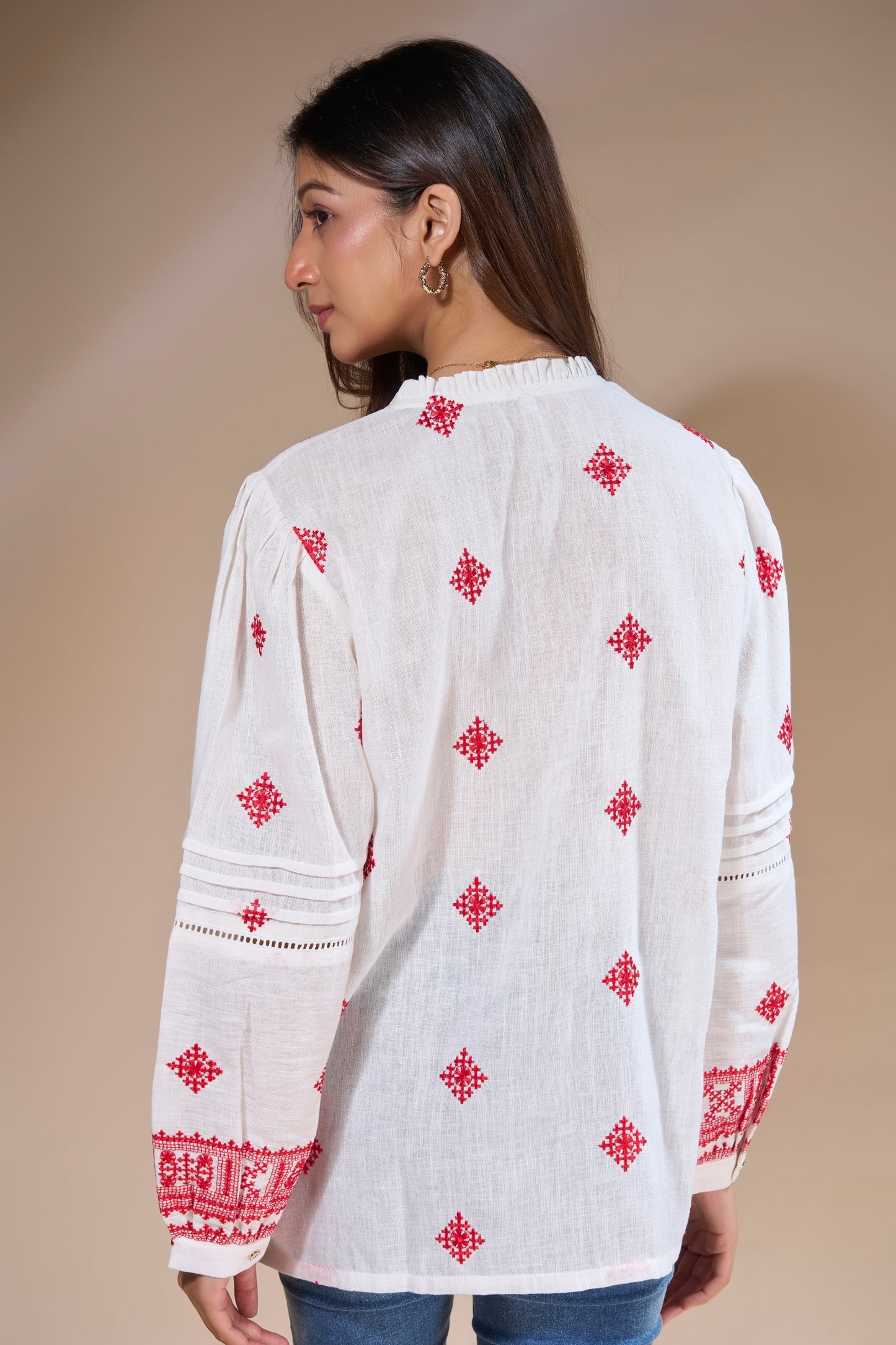 White Embroidered Long Sleeve